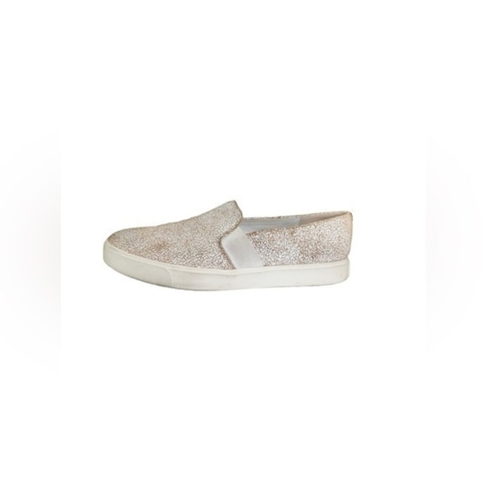 VINCE Blair Crackle Women's Leather Slip On Sneakers White Tan Sz 8.5